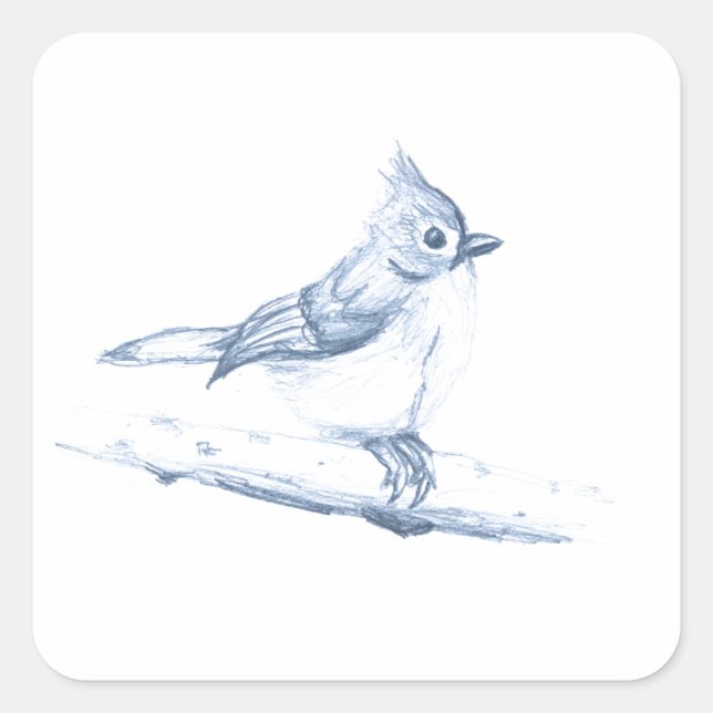 Tufted Titmouse Square Sticker (Front)