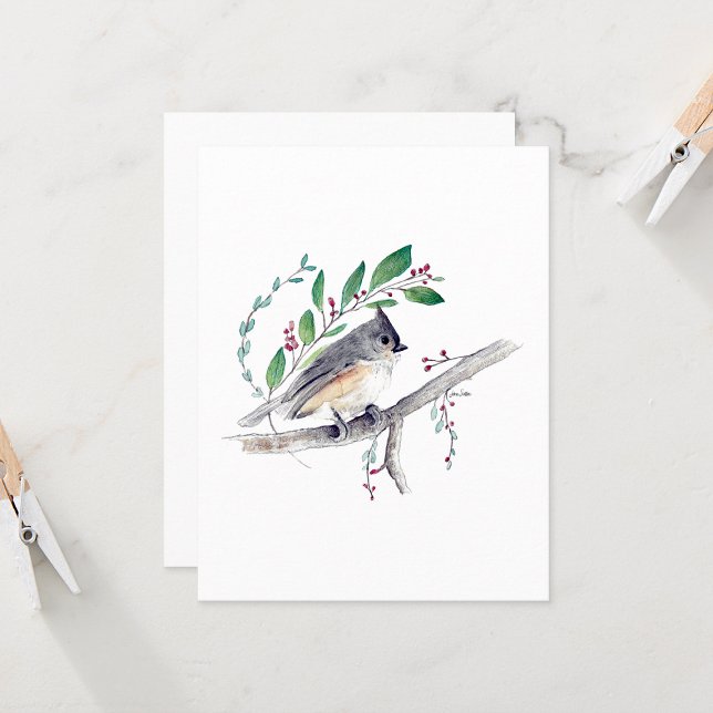 Tufted Titmouse Watercolor Note Card (Tufted Titmouse Watercolor Blank Note Cards from Jenn Steffen Art)