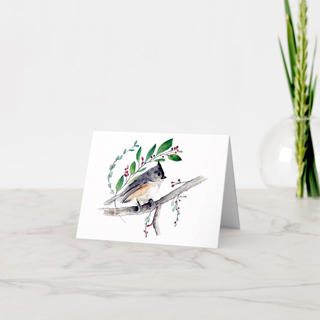Tufted Titmouse Watercolor Note Card (Tufted Titmouse Watercolor Blank Note Cards from Jenn Steffen Art)