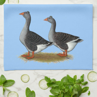 Tufted Toulouse Geese Tea Towel