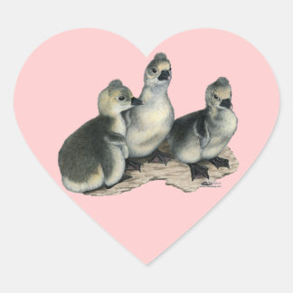 Tufted Toulouse Goslings Heart Sticker