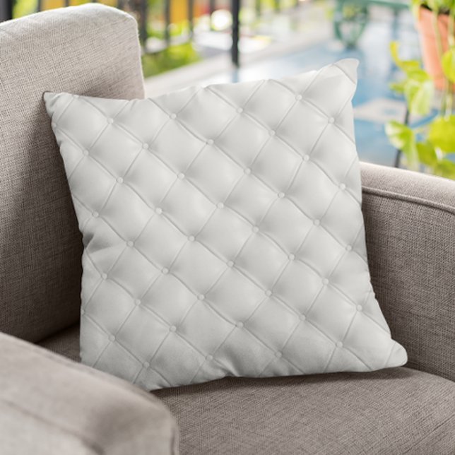 Tufted White Faux Leather Pattern Cushion (Creator Uploaded)