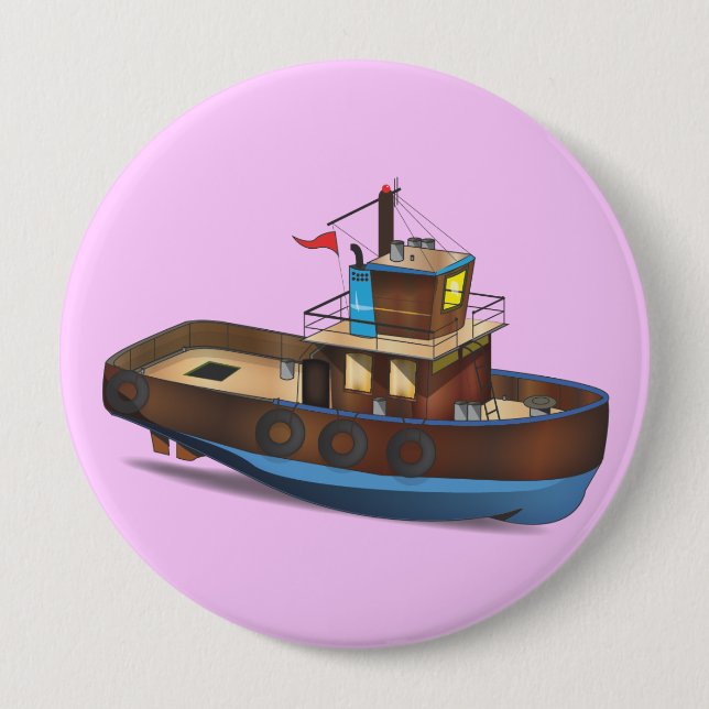 Tug Boat 10 Cm Round Badge (Front)
