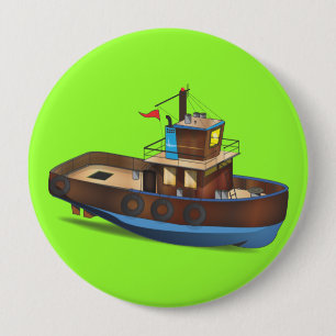 Tug Boat 10 Cm Round Badge