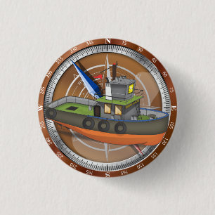 Tug Boat 3 Cm Round Badge