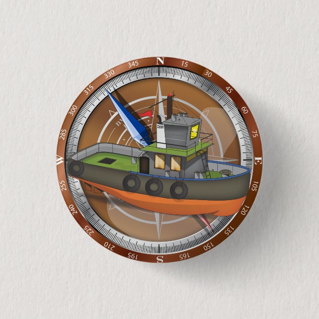 Tug Boat 3 Cm Round Badge (Front)
