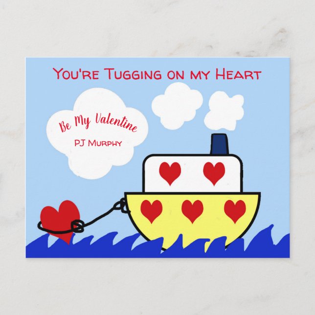 Tug Boat Valentines Day PostCard (Front)