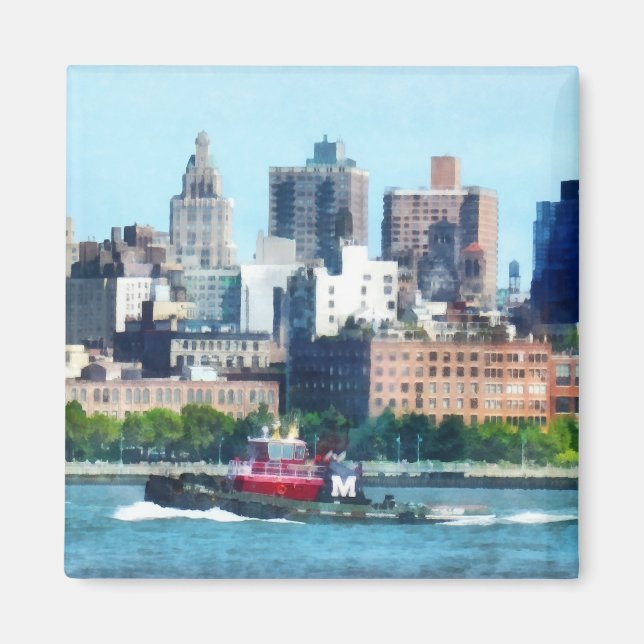 Tugboat Against Manhattan Skyline Magnet (Front)