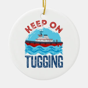 Tugboat Keep on Tugging Ceramic Tree Decoration