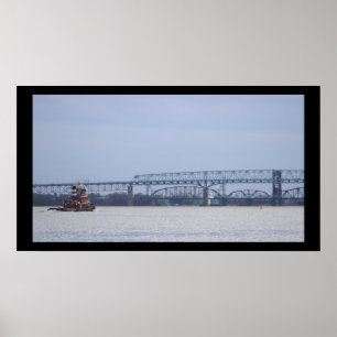 Tugboat with Bridge Poster