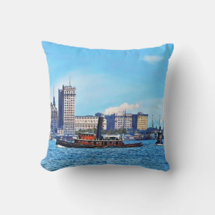 Tugboats Near the New York City Skyline c1906 Cushion