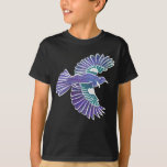 Tui Bird New Zealand Flying T-Shirt<br><div class="desc">Station of a to e which is a New Zealand native bird,  flying.</div>