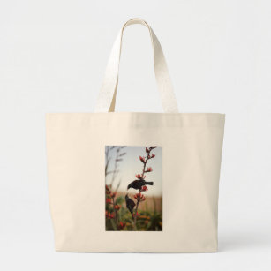 Tui birds on New Zealand flax Large Tote Bag