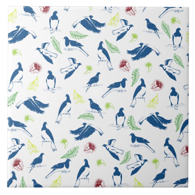 Tui New Zealand Bird Pattern Tile (Front)