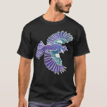 Tui New Zealand Bird T-Shirt<br><div class="desc">An illustration of a tui flying. He is a New Zealand native bird. These birds are common in peoples Gardens as they love to eat nectar from kowhai trees.</div>