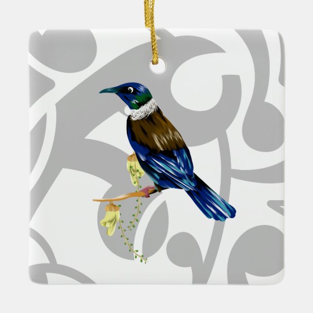 Tui NZ Bird Ceramic Ornament (Front)