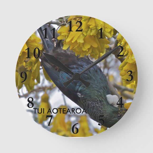 Tui of Aotearoa Round Clock (Front)