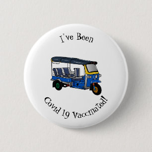 Tuk tuk cartoon illustration 6 cm round badge