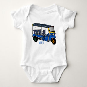 Tuk tuk cartoon illustration baby bodysuit