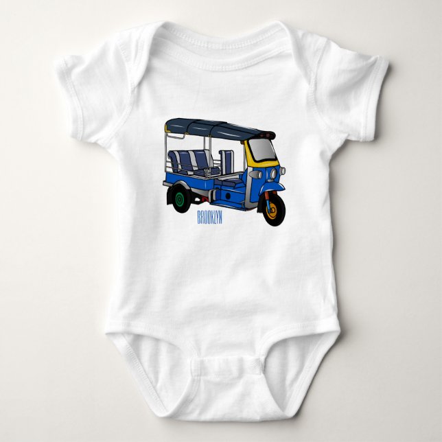 Tuk tuk cartoon illustration baby bodysuit (Front)