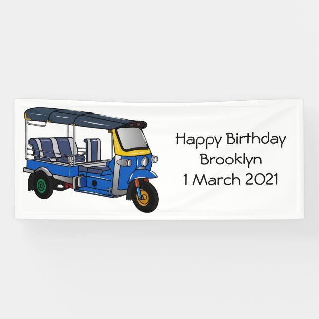Tuk tuk cartoon illustration banner (Horizontal)