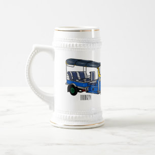 Tuk tuk cartoon illustration beer stein