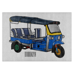 Tuk tuk cartoon illustration cutting board