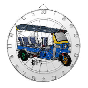 Tuk tuk cartoon illustration dartboard