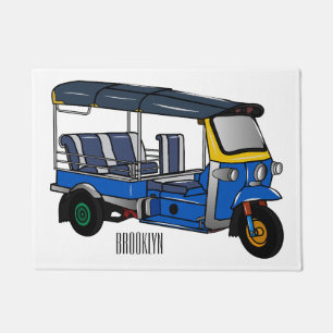 Tuk tuk cartoon illustration doormat