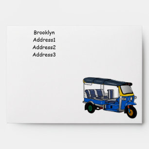 Tuk tuk cartoon illustration envelope
