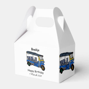 Tuk tuk cartoon illustration favour box