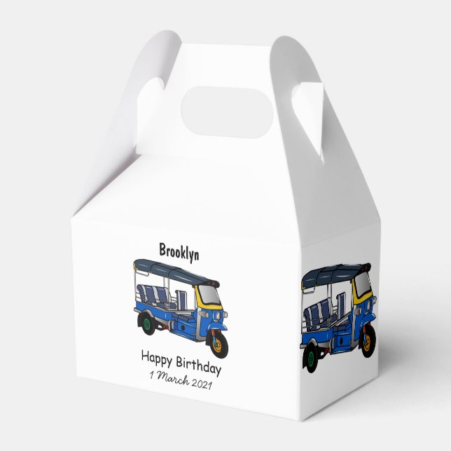 Tuk tuk cartoon illustration favour box (Front Side)
