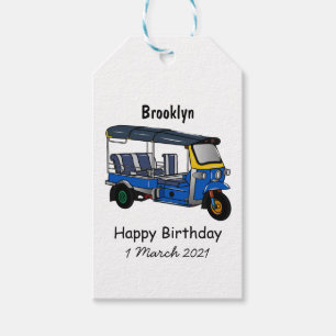 Tuk tuk cartoon illustration gift tags