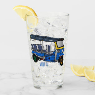 Tuk tuk cartoon illustration glass
