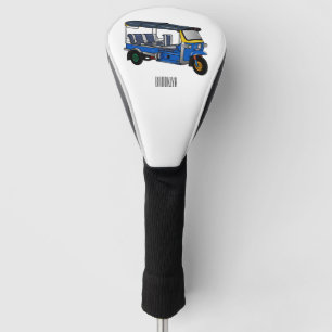 Tuk tuk cartoon illustration golf head cover
