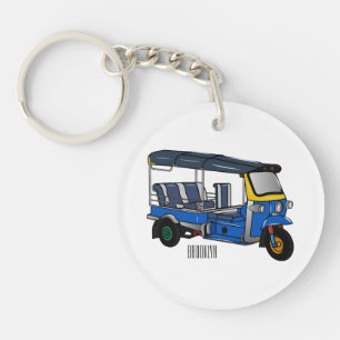 Tuk tuk cartoon illustration key ring