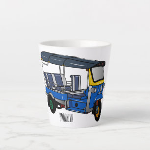 Tuk tuk cartoon illustration latte mug