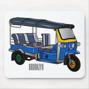 Tuk tuk cartoon illustration mouse pad