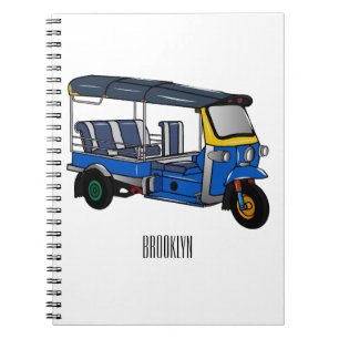 Tuk tuk cartoon illustration notebook