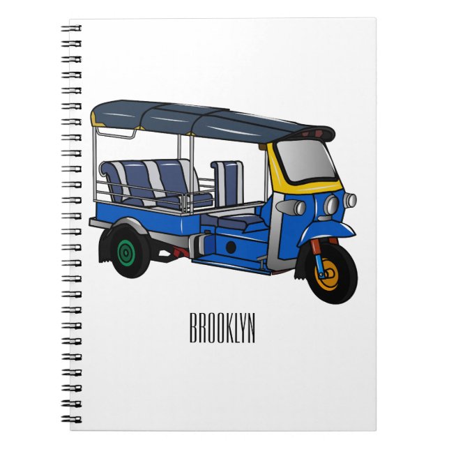 Tuk tuk cartoon illustration notebook (Front)