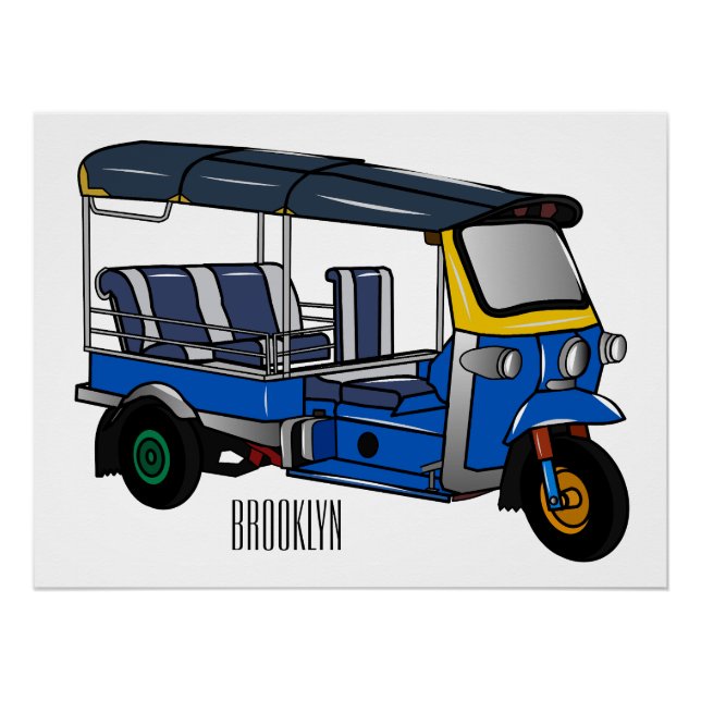 Tuk tuk cartoon illustration poster (Front)