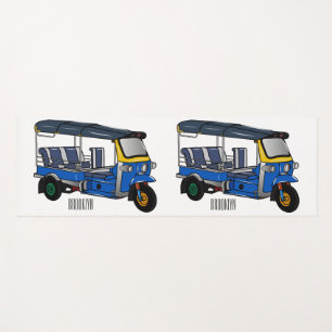 Tuk tuk cartoon illustration yoga mat