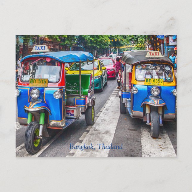 Tuk tuks in Bangkok, Thailand Holiday Postcard (Front)