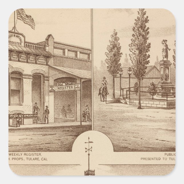 Tulare School, California Square Sticker (Front)