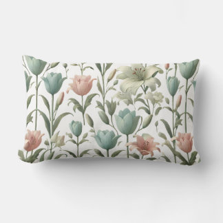 Tulip and Lily Soft Floral Pattern Lumbar Cushion