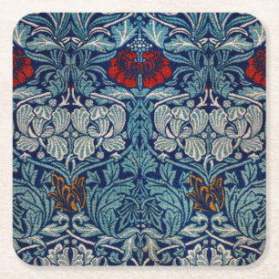 Tulip and Rose, William Morris Square Paper Coaster