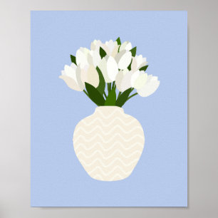 Tulip Arrangement Floral Vase Blue Poster