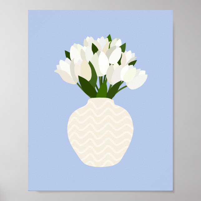 Tulip Arrangement Floral Vase Blue Poster (Front)