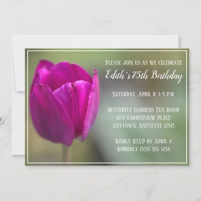 Tulip Birthday Party Invitation (Front)