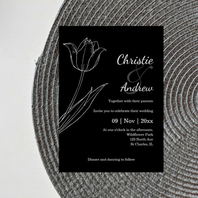 Tulip Black and White Wedding Invitations (Creator Uploaded)